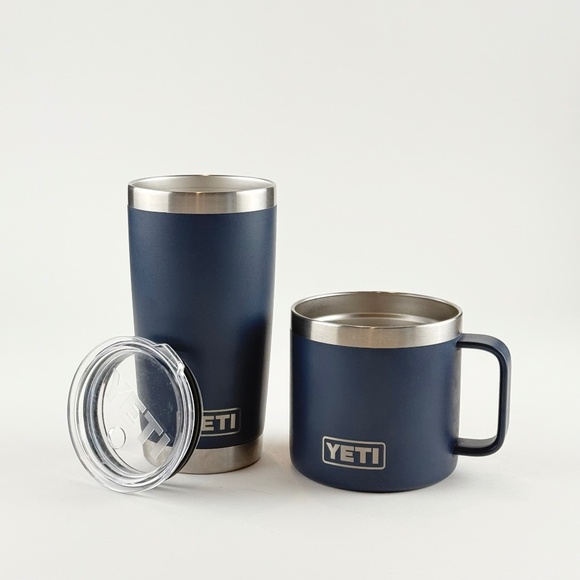 Yeti Rambler  Mug Navy 14 OZ  And Rambler Tumbler Navy W/Straw Lid 20 ounce - Picture 1 of 7